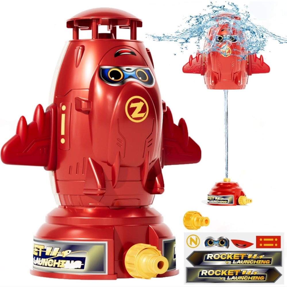 NWT green Sprinkler Rocket launcher sprinkler for kids with stickers